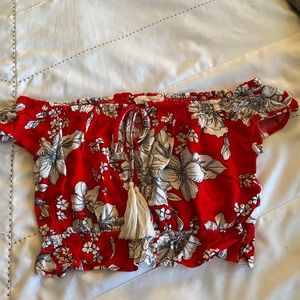 pacsun off the shoulder  crop top